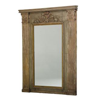 Appraisal: LOUIS XVI STYLE PAINTED MIRROR Rectangular mirror plate flanked by