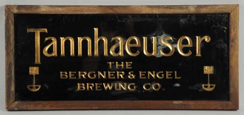 Appraisal: Tannhaeuser Reverse on Glass Sign Complete with original frame Lifting