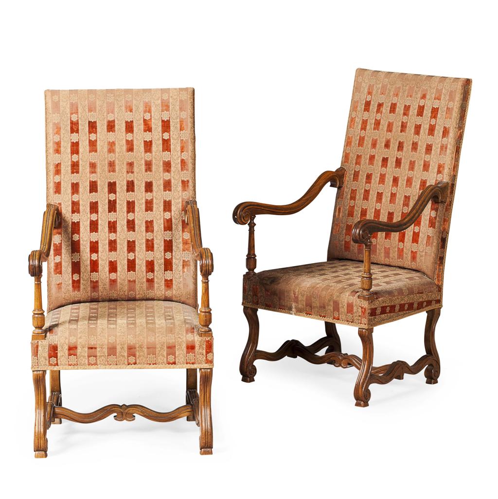 Appraisal: PAIR WILLIAM MARY STYLE MAHOGANY ARMCHAIRS LATE TH CENTURY of