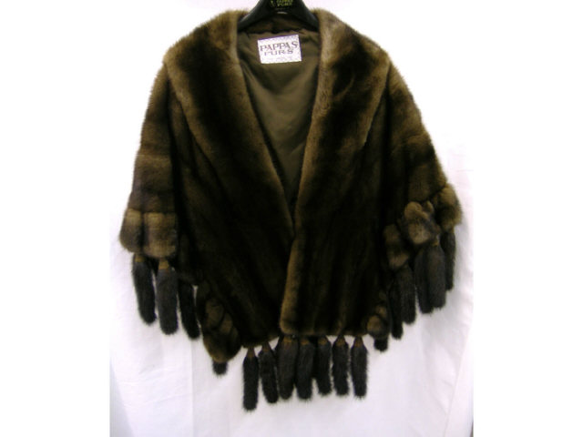 Appraisal: Brown Mink cape with gathered edge and mink tail trim