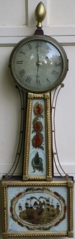 Appraisal: EARLY TH C WILLARDS PATENT BANJO CLOCK GILTTURNED WOODEN FINIAL