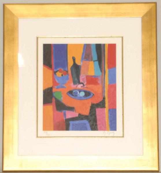 Appraisal: La Verre Rose Lithograph by Marcel Mouly Lithograph in color