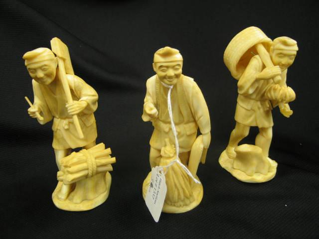 Appraisal: Carved Chinese Ivory Figurine of Workers conjoined