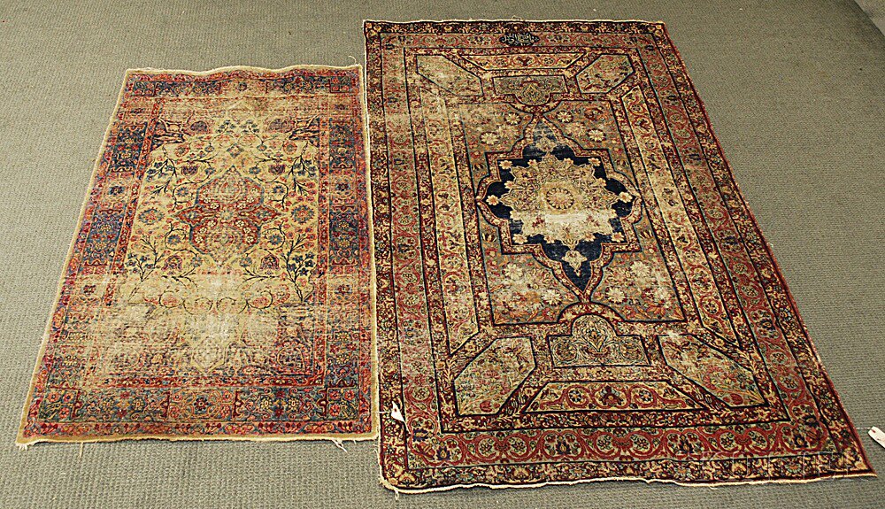 Appraisal: Two Antique Kerman Rugs Southeast Persia early th century wear