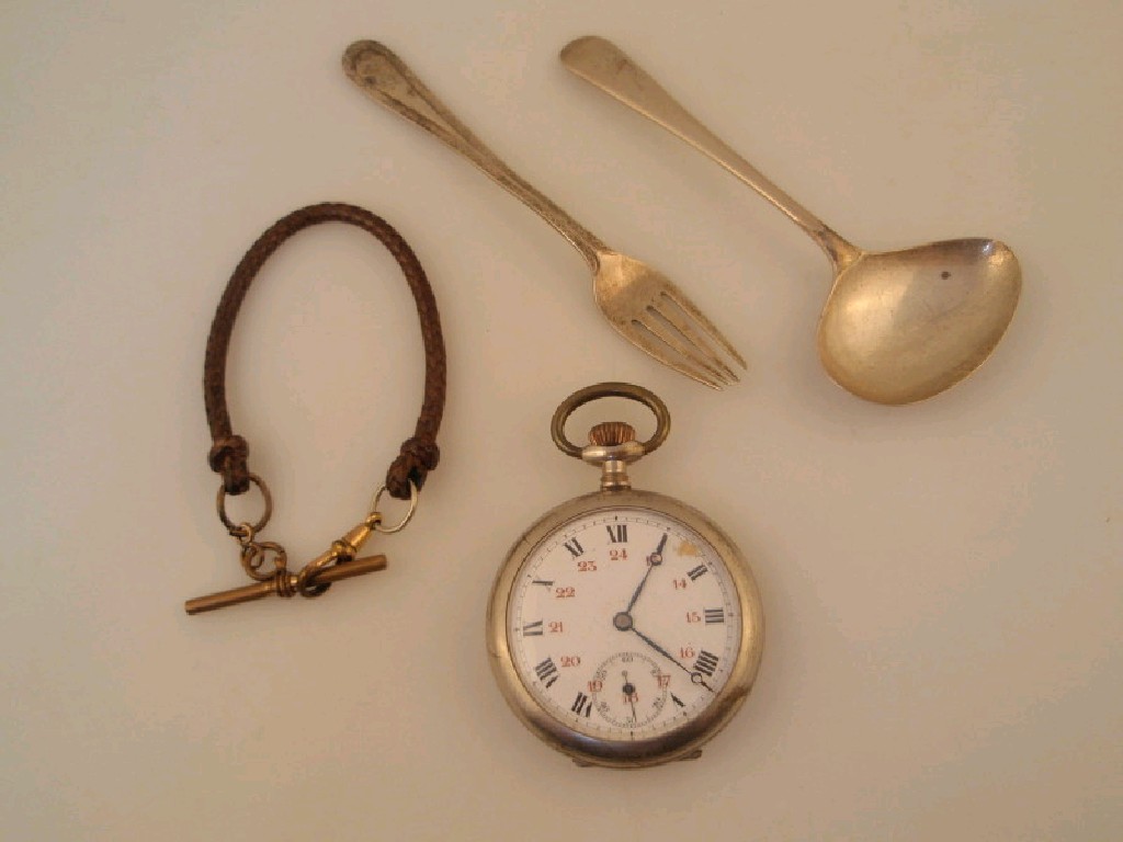 Appraisal: A child's silver pusher spoon a child's silver fork a