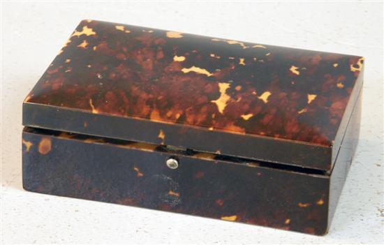 Appraisal: Rectangular tortoiseshell cigarette box with hinged cover with shagreen base