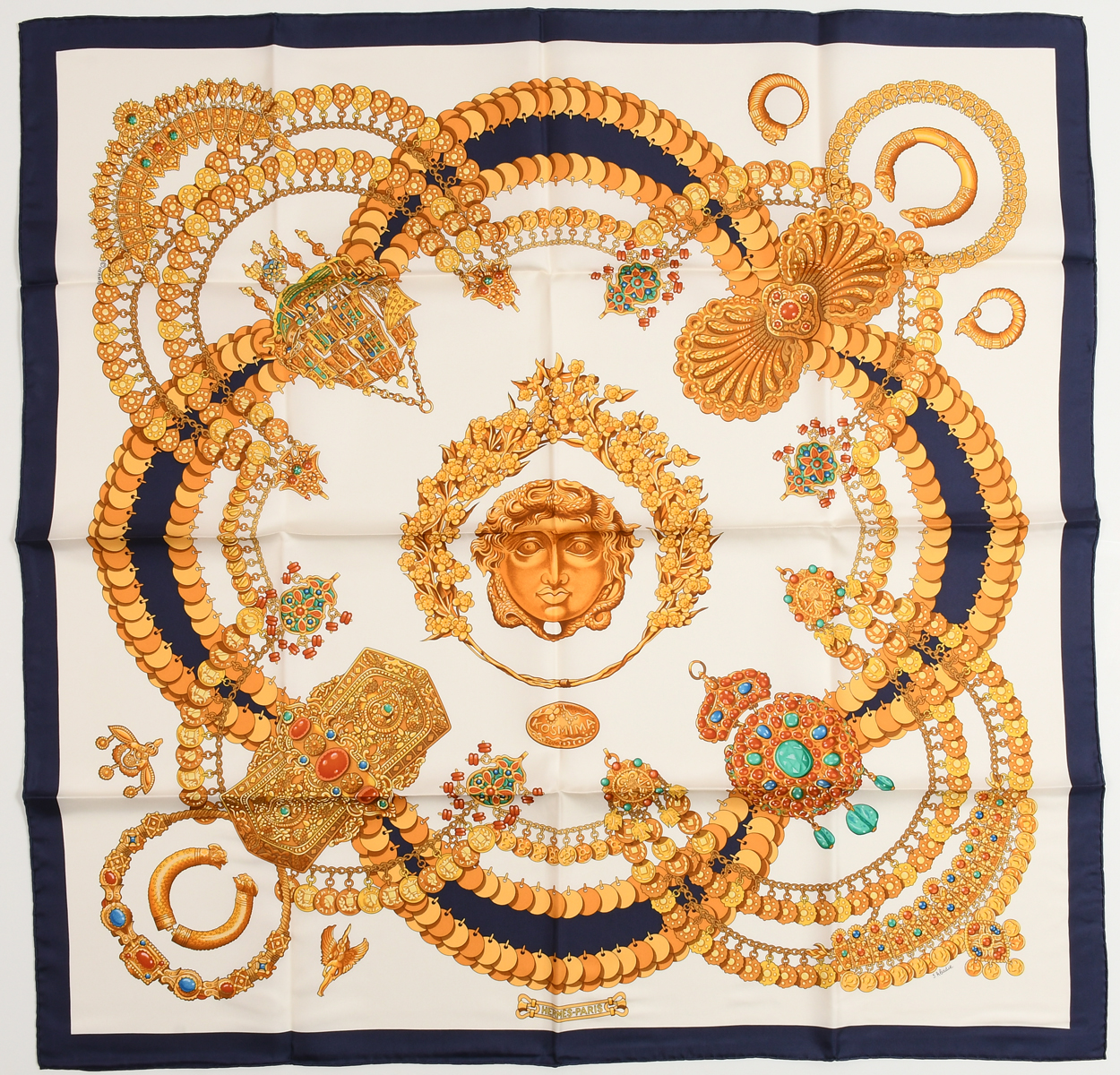 Appraisal: HERMES KOSMIMA SILK J ABADIE SCARF Hermes Kosmima scarf by