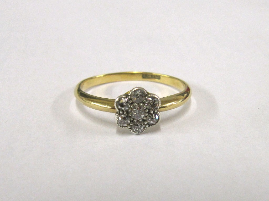 Appraisal: s ct gold diamond cluster ring with seven rose cut