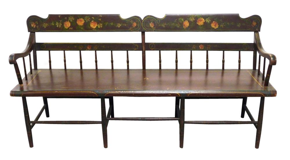 Appraisal: Bench Windsor Pennsylvania early th c early paint and decoration