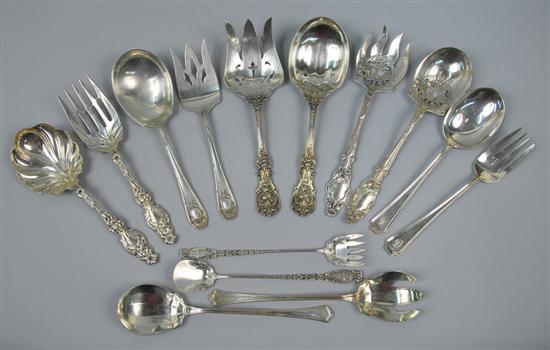 Appraisal: SEVEN PAIR OF SILVER SALAD SERVERS total weight ozs Condition