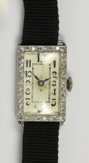 Appraisal: Art Deco diamond and platinum wristwatch Art Deco diamond and