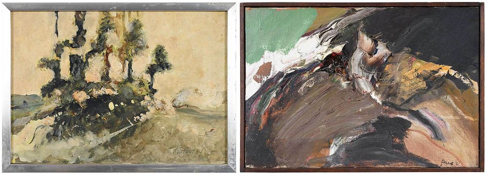 Appraisal: Two Abstract Paintings American th century Richard Gordon Stout Texas