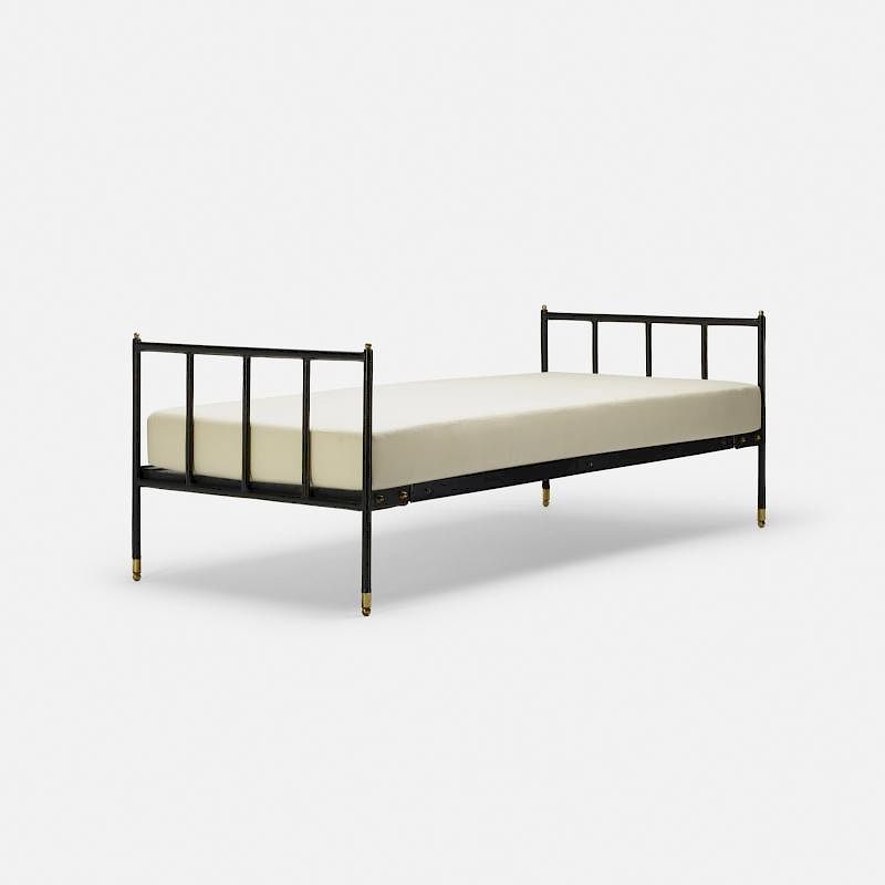 Appraisal: Jacques Adnet daybed Jacques Adnet daybed France c saddle-stitched leather