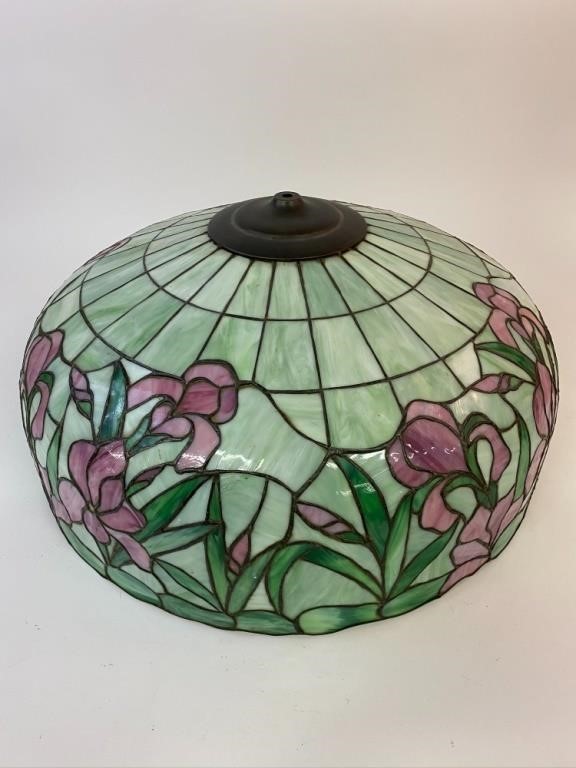 Appraisal: Large glass leaded lamp shade early th c with green