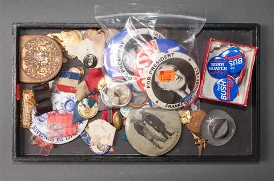 Appraisal: Political Ephemera Collection of campaign buttons and medallions with other