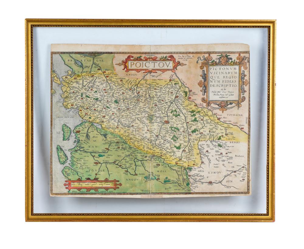 Appraisal: COLORED MAP OF POITIERS FRANCE th th Century Abraham Ortelius