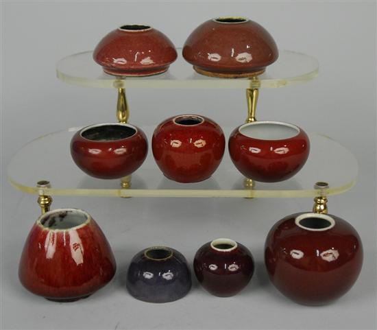 Appraisal: COLLECTION OF NINE CHINESE PEACH BLOOM GLAZED BRUSH WASHERS height