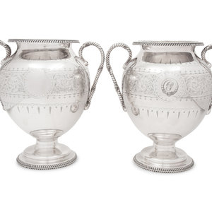 Appraisal: A Pair of English Silver-Plate Wine Coolers th Century each