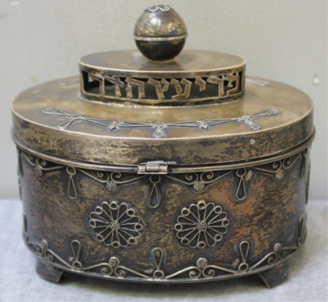 Appraisal: STERLING Sterling Silver Judaica Etrog Box Signed Made In Israel