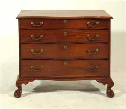 Appraisal: Chippendale mahogany serpentine front chest of drawers late th century