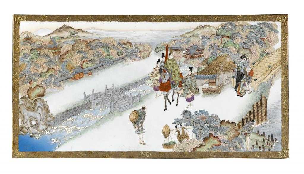 Appraisal: A JAPANESE PORCELAIN PLAQUE painted in polychrome with a mounted