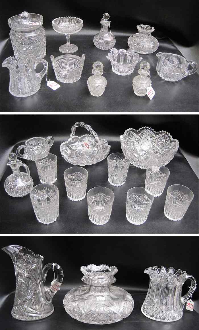 Appraisal: PIECES CUT CRYSTAL TABLEWARE set of signed Hawkes tumblers ''H