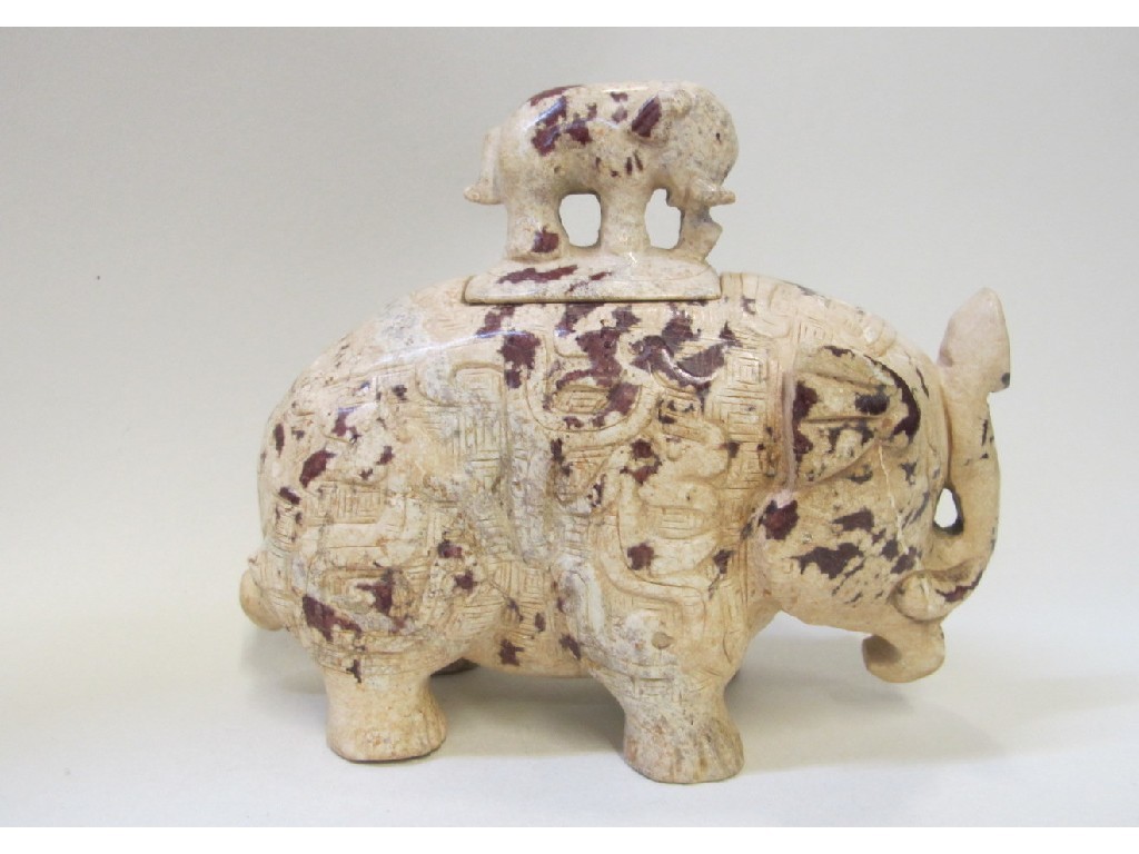 Appraisal: Chinese soapstone pot modelled as an elephant with all over