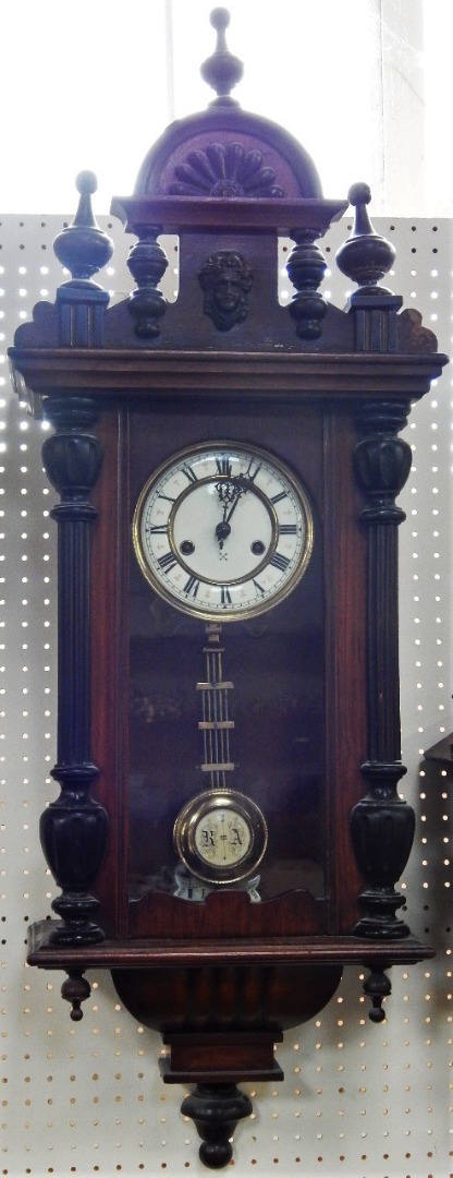 Appraisal: A late thC German oak and ebonised wall clock enamel