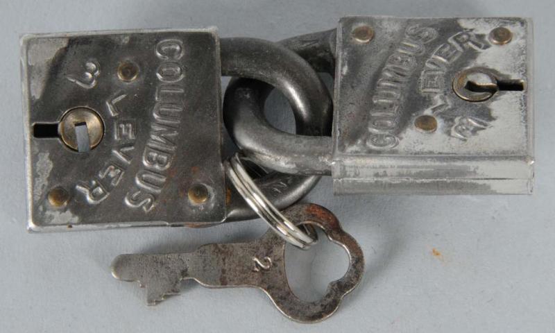 Appraisal: Lot of Columbus Lever Locks Key Description Includes two locks