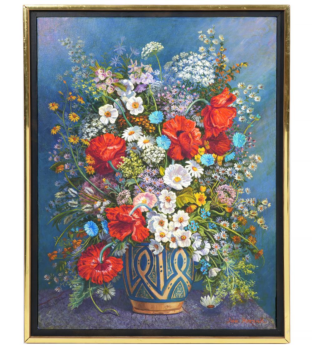 Appraisal: IAN HORNAK 'WILD FLOWERS AND POPPIES' OIL PAINTINGIan Hornak American