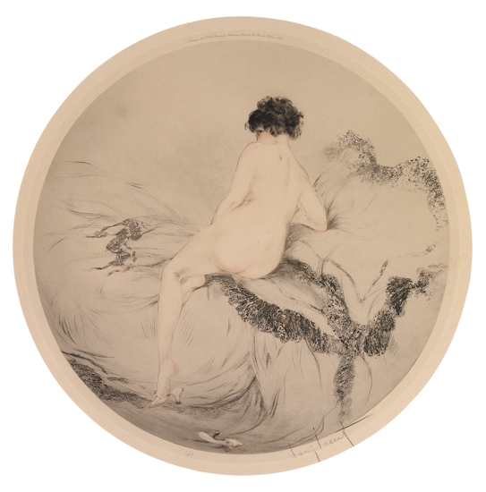 Appraisal: LOUIS ICART Le Coucher Retiring Color etching and drypoint mm