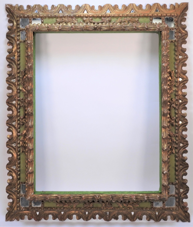 Appraisal: C FLORENTINE ITALIAN CARVED GILT MIRROR FRAME Italy th CenturyGreen