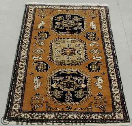 Appraisal: Persian oriental center hall carpet with three center medallions '