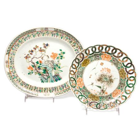 Appraisal: Two Chinese Famille Verte Glazed Porcelain Dishes Estimate -