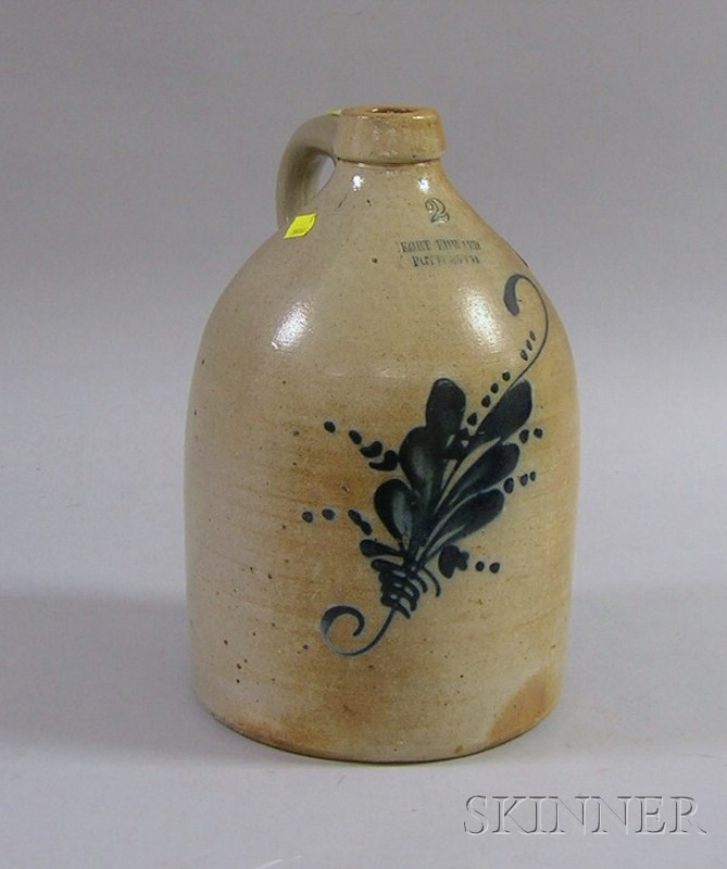 Appraisal: Ft Edward Pottery Co Cobalt Floral Decorated Two-Gallon Stoneware Jug