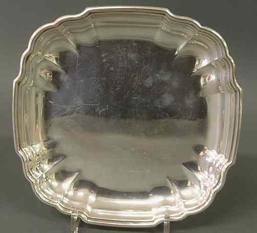 Appraisal: Square sterling silver tray by International in the Windsor pattern