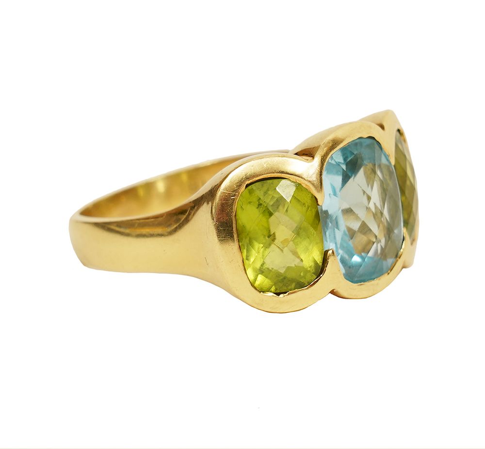 Appraisal: Blue Topaz Peridot Kt YG Ring Blue Topaz and Peridot