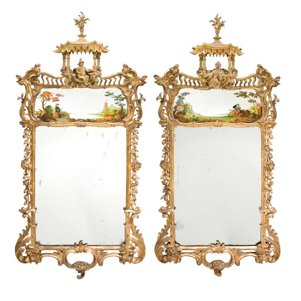 Appraisal: Pair of George II Style Gilt-Wood Mirrors Late th century