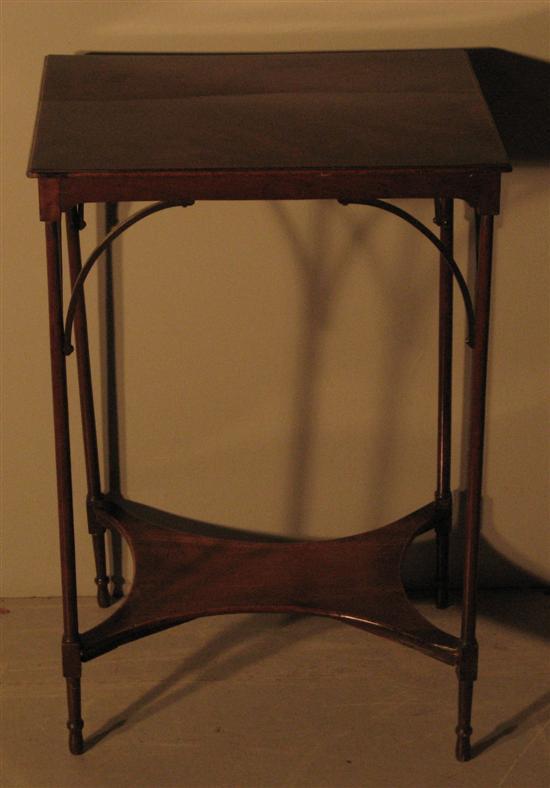 Appraisal: th century mahogany and crossbanded two tier table with metal