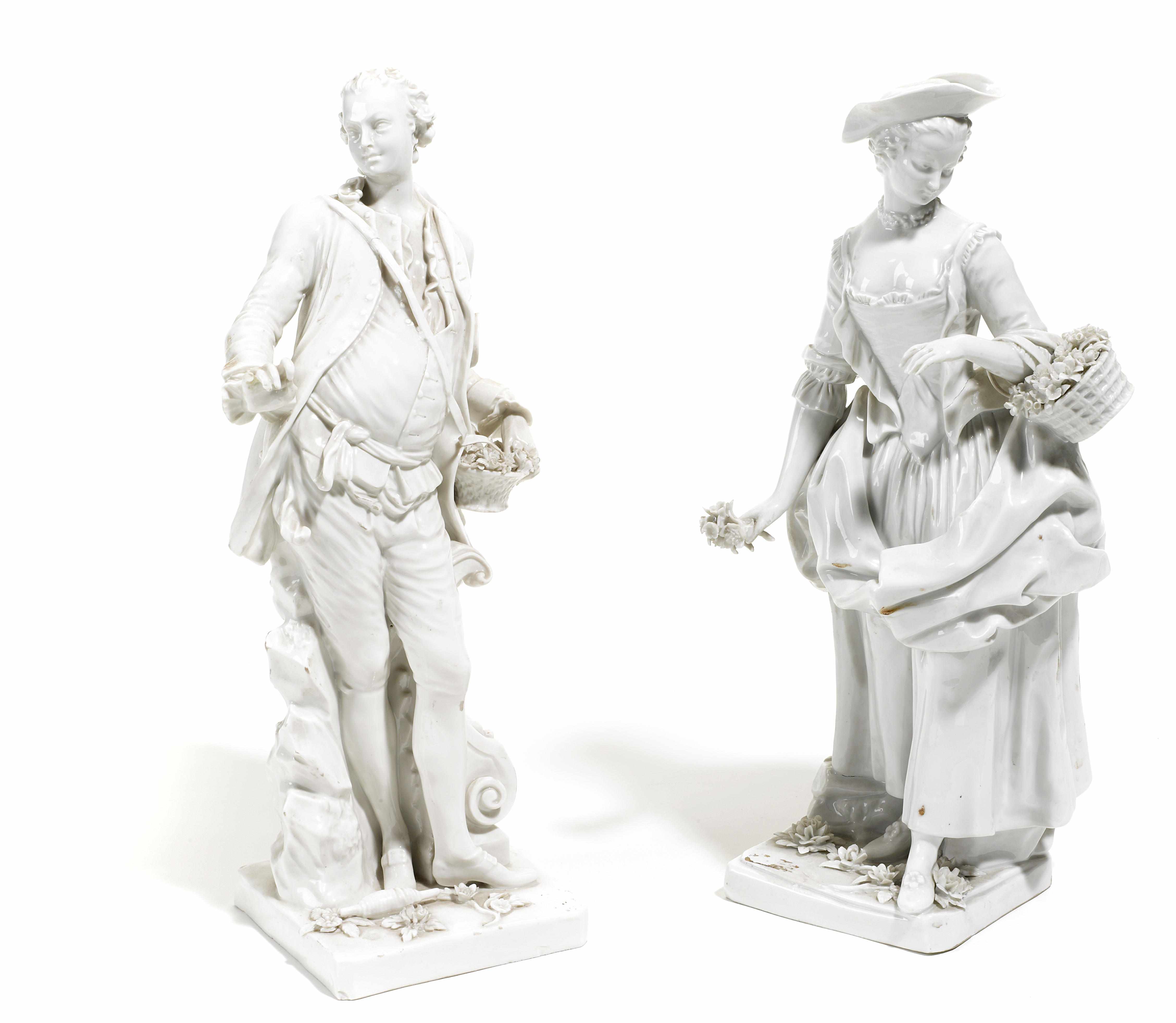 Appraisal: A group of three Continental blanc de chine porcelain figures