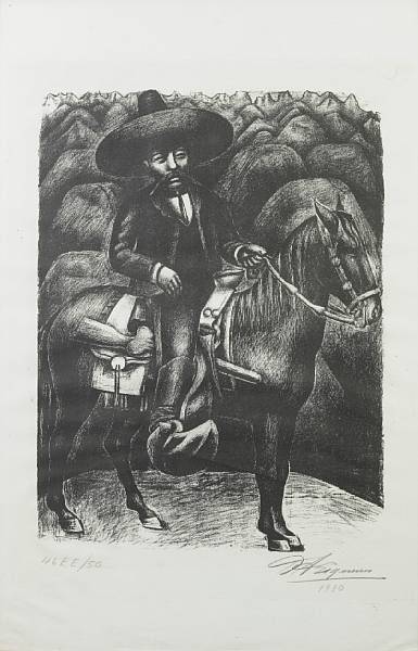 Appraisal: David Alfaro Siqueiros Mexican - Zapata Lithograph on wove paper