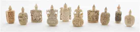 Appraisal: A Group of Eleven Ivory Snuff Bottles of various forms