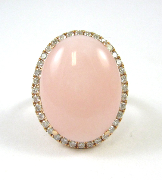 Appraisal: PINK OPAL DIAMOND AND ROSE GOLD RING The k rose