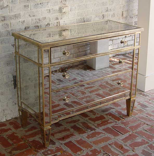 Appraisal: HOLLYWOOD GLAM STYLE MIRRORED CHEST full length drawers Mirrored on