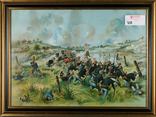 Appraisal: Lithograph The Storming of San Juan Hill July Framed x