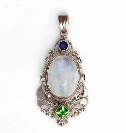 Appraisal: A Shankari sterling silver multi-gem set winged motif pendant approximately