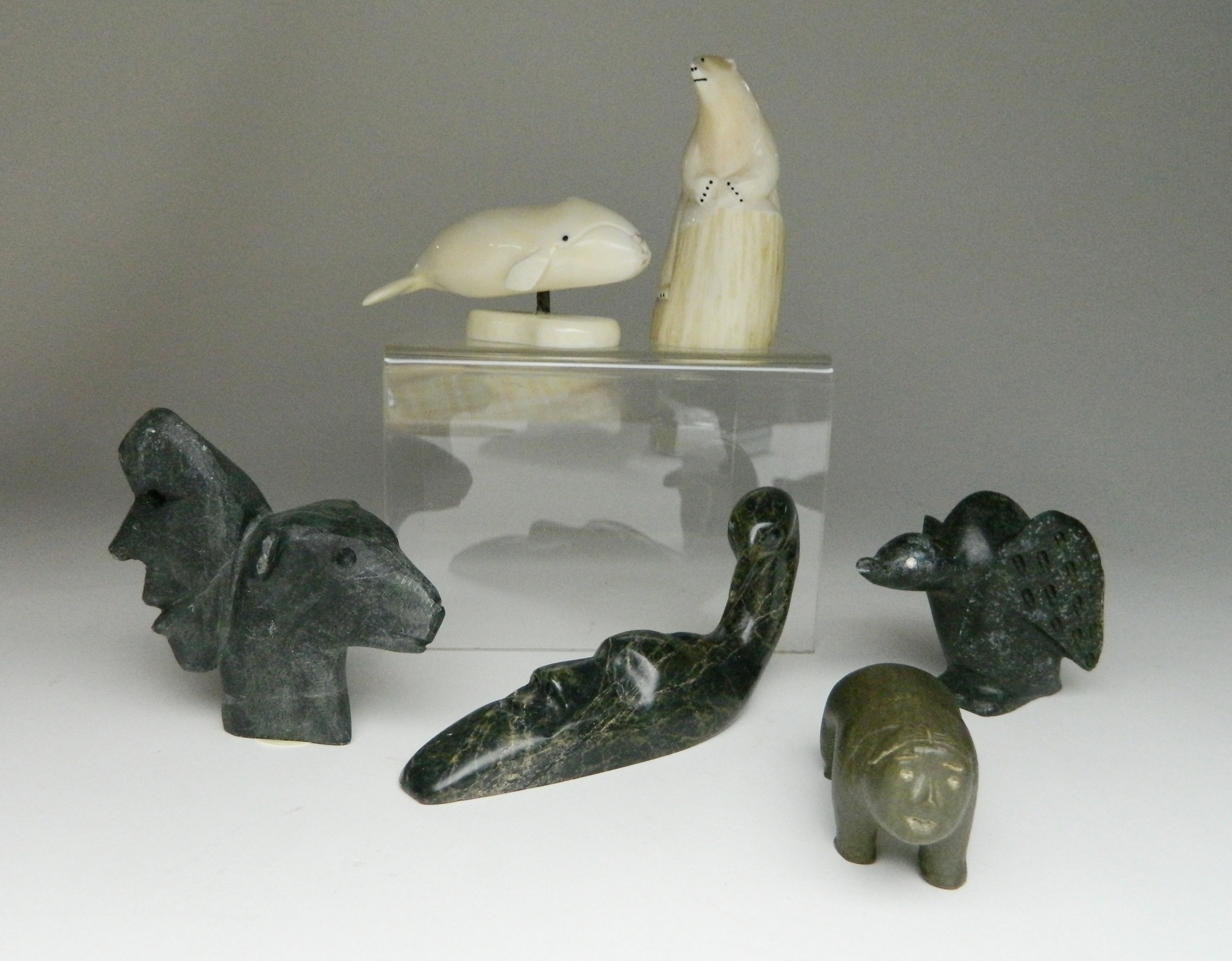 Appraisal: Inuit carvings Emile Natakok Coral Harbour- Shaman Bear- stone ''