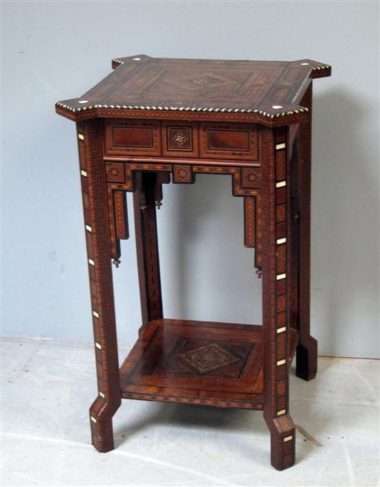 Appraisal: Anglo-Indian two tiered table inlaid with exotic woods in various