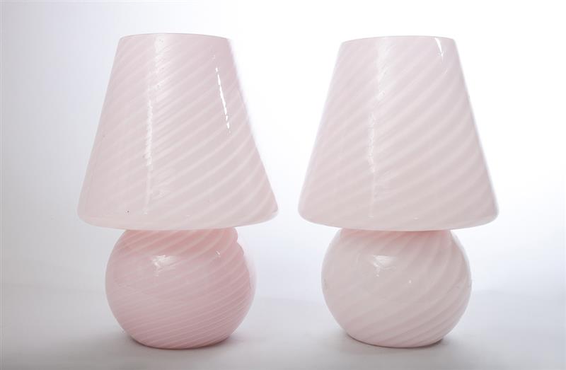 Appraisal: PAIR OF LAMPS ITALIAN Glass with matching glass shades in