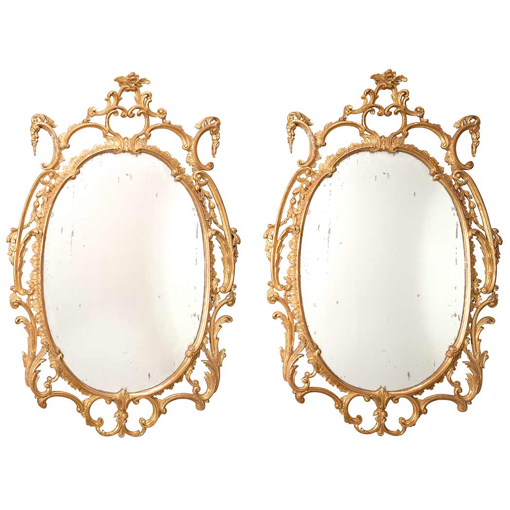 Appraisal: Pair of George III Gilt-Wood Mirrors th th Century Each